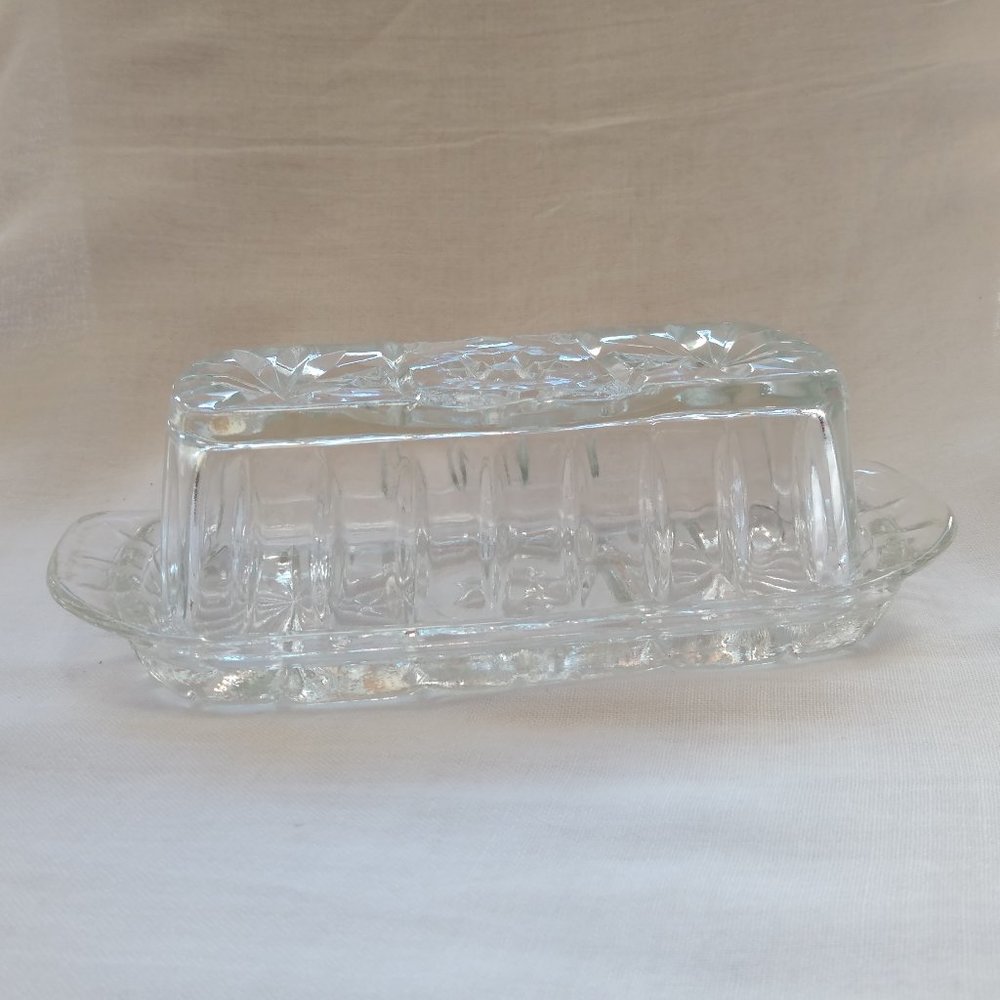 Vintage Anchor Hocking Prescut Clear Butter Dish